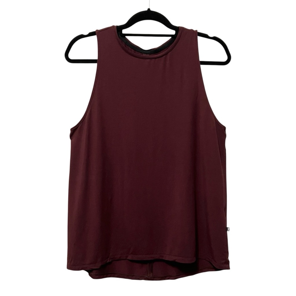 Run On Clouds Active Tank Top in Maroon Sleeveless Keyhole Back Women's Size L